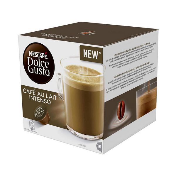 Kaffekapsler med æske Nescafé Dolce Gusto 45831 Café Au Lait Intenso (16 uds) Billede af Kaffekapsler med æske Nescafé Dolce Gusto 45831 Café Au Lait Intenso (16 uds)